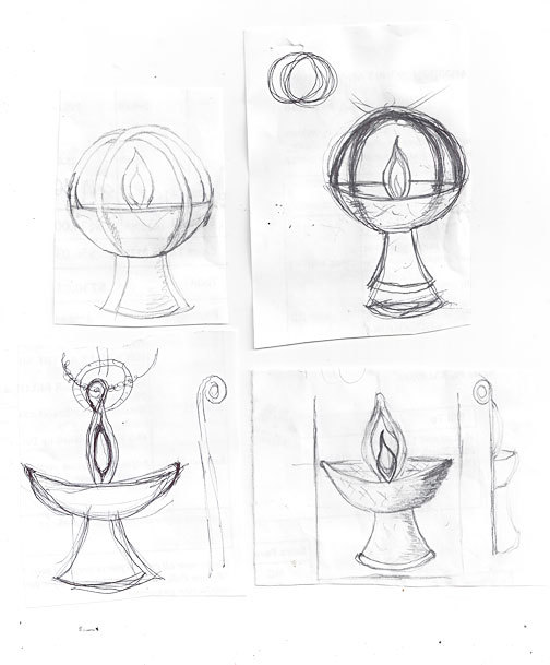 Send us a sketch of the custom jewelry design you're looking for, and we'll help make it a reality! Here, a drawing of a Unitarian Universalist Chalice — which we used to create a custom Chalice pendant.